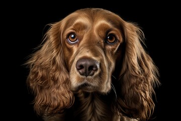 Studio shot of a funny face dog on an isolated background, a Pet dog looking at camera, front view portrait, one animal. Pet care and animals concept. Ai generated