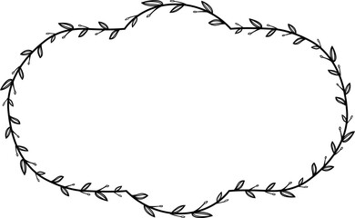 Flower wreath leaf floral border Vintage frame vector Horizontal Frame Rectangle Frame picture frames Branch laurel botanical silhouette black retro badge elements decoration