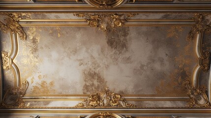 Abstract ornamental vintage aesthetics marble framed wall hanging, in the style of intricate frescoes ceiling design. Luxurious baroque style patchwork patterns. Decorative borders with gold. - obrazy, fototapety, plakaty