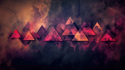 Tuinposter visual display of triangles, arranging triangular patterns in various orientations and sizes, geometric shape background, Illustration, digital art © mdhamidullah