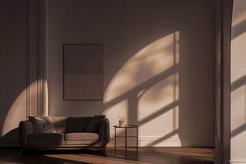 sofa in a living room interior wall mockup - generative ai