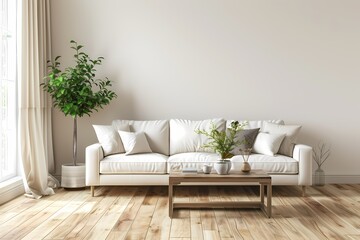 sofa in a living room interior wall mockup - generative ai