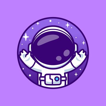 Cute Astronaut Space Logo Cartoon Vector Icon Illustration Science Technology Isolated Flat