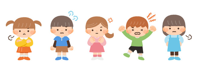 怒る子供たちのイラスト素材