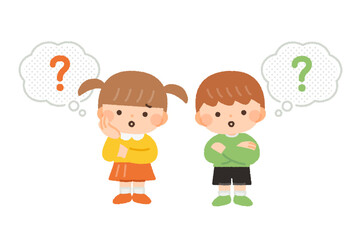 疑問のある表情をする子供たちのイラスト素材