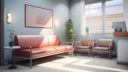 A sleek and functional medical waiting area with comfortable seating