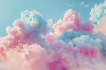 Cotton candy skies, a pastel dreamscape gently cradling the whispers of clouds.

