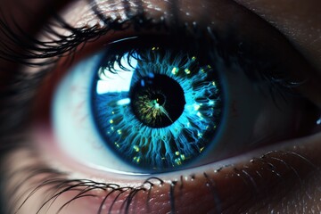 Close up micro picture of person's eye. Ai generated