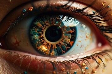 Close up micro picture of person's eye. Ai generated