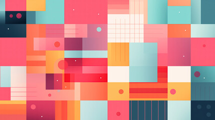 Geometry Revived: Retro Wave Digital Illustration with Grid Layouts & Captivating Rectangular Design