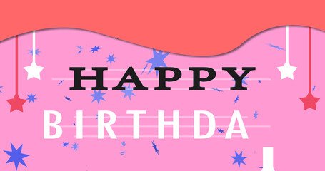 Happy Birthday wishing animated children's theme cute elegant card design. Colorful horizontal birthday ceremony celebrating greeting card. Adorable simple birthday card motion graphic.