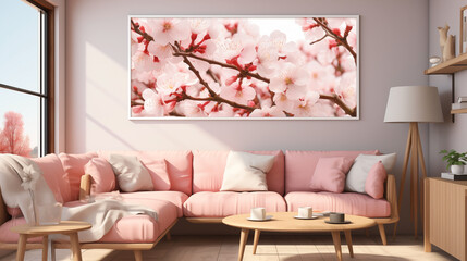 Fototapeta na wymiar display of cherry blossom design interior concept