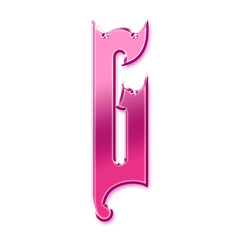 3D Pink Metallic Chrome Alphabet G Capslock