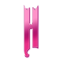 3D Pink Metallic Chrome Alphabet H Capslock