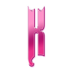 3D Pink Metallic Chrome Alphabet K Capslock