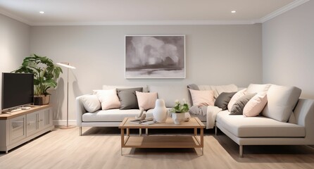 AI generated spacious and well-appointed living room with inviting a cozy and comfortable atmosphere
