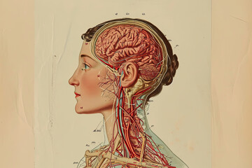 Anatomical illustration of a woman’s body - obrazy, fototapety, plakaty