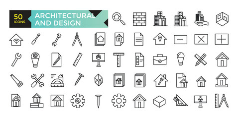 Architectural and designs apps icon set, vector, icons collection