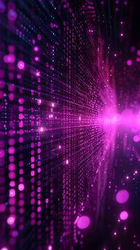 purple digital binary data on computer screen background