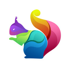 Squirrel design gradient logo colorful new style