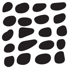 Random blob circles silhouette icon set. An arrangement of black organic shapes. Isolated on a white background. vector.