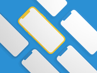 Mobile template minimal colorful the smartphone. 3d illustration