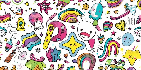 Collection of cartoon cute doodle characters