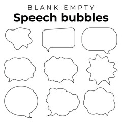Blank empty speech bubbles, speaking or talk bubble, speech balloon, chat bubble line art vector