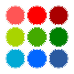 Empty colored round buttons on a transparent background