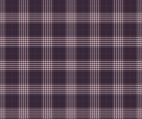 Plaid fabric pattern, white, pink. Seamless background for textile design, clothing or decoration. Vector illustration.