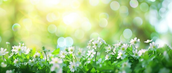 spring green background with bokeh