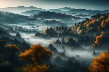 Photo sur Plexiglas Matin avec brouillard fog over the mountains