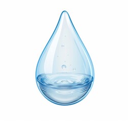 Natural water drop with drop of water inside it isolated on white background