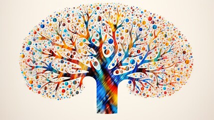 Finger prints forming a colorful tree to symbolize diversity and unity