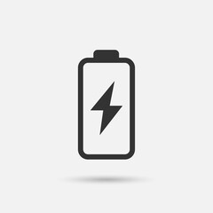 Outline charging battery icon. Battery with a lightning sign. Vector illustration