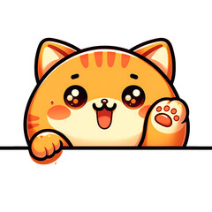 Cat peeking, Orange color cat cartoon design. PNG Transparent isolate background