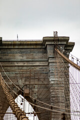 Spectacular view of the Brooklyn Bridge linking the boroughs of Manhattan and Brooklyn in New York...