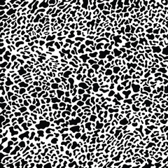 Abstract animal skin leopard, cheetah, Jaguar seamless pattern design. Black and white seamless camouflage background.