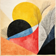 Abstract painting.Oil paint on canvas. Painting in the interior. A modern poster. Generative AI