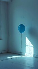 a balloon floating in the air in a room