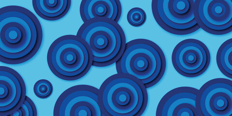 Paper layer circle blue abstract background.