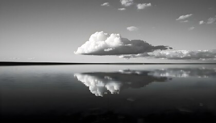 a black and white photo of clouds over water