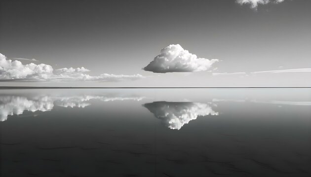 Fototapeta a black and white photo of a large body of water