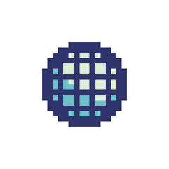 Globe emoji  pixel art icon. Design for mobile app, web, logo. Isolated vector illustration. 1-bit sprite.