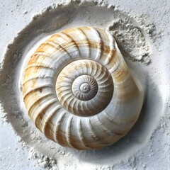 a sea shell on a sandy beach in the sand