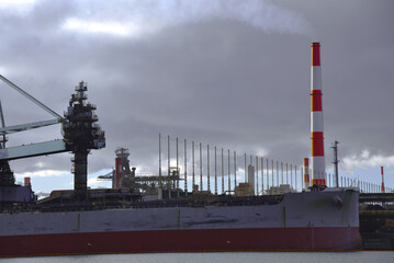 兵庫県・加古郡播磨町の港の空風景、夜景