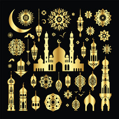Fototapeta na wymiar simple Silhouettes Islamic design elements