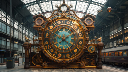 Clock in railway station. © Janis Smits