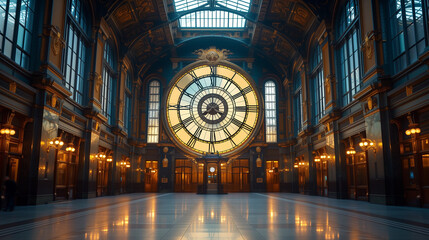 Clock in railway station. © Janis Smits