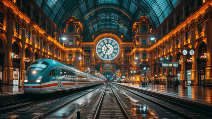 Clock in railway station.